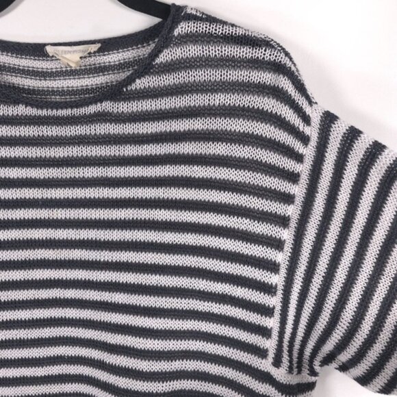 EILEEN FISHER 100% ORGANIC LINEN SS Striped Knit Tunic Top Cover Up Dress MEDIUM - Picture 10 of 13